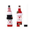 Juldekorationer Santa Claus presentp￥sar Vinflaska ER Xmas Dinner Party Table Snowman Bag Decoration WY1391 Drop Delivery Home DH4BH