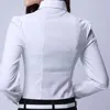 Femmes Tshirt Mode Chemise Formelle Femmes Vêtements Blouse Slim Manches Longues Blanc Élégant Ol Bureau Dames Travail Porter Tops Plus Taille 5XL 230131