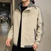 Men's Jackets Trendy Men Jacket Shrinkable Cuffs Warm Splicing Color Windbreaker Autumn Windproof Hooded Daily Clothing