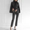 Women's Two Piece Pants Spring Autumn 2 Trouser Suits Elegant Women Temperament Formal Casual Striped Cloak Belt Coat Blazer Slim Set Outfit 230131