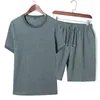 Men's T Shirts Summer Wrinkle Linen Men O-neck Shirt Sets Chinese Style Fat Guy Plus Size Casual Short-sleeve T-shirt 2 Pcs 9XL M-8XL