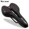 Selles de vélo WEST BIKING Selle de vélo Coussin en silicone Surface en cuir PU Rempli de silice Gel Siège de vélo confortable Antichoc 0131