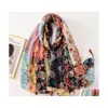 Scarves Bohemian Fashion Spring Summer Women Slik Scarf Sunsn Cotton And Linen Fleeing Big Gauze Shawls Soft Beach Shawl Florals Tow Dhybj