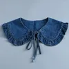 Papillon Denim Falso Collare Falso Scialle Per Le Donne Casual Abito Estivo Avvolge Spalla Piccolo Capo Maglione Risvolto Camicia Staccabile