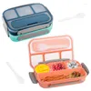 Servies sets lunchbox volwassen/kinderen bento 1000 ml lekbestendig 4 compartimenten bestek vork bpa gratis magnetron vaatwasser veilig