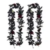 Fleurs décoratives Artificielle Noir Rotin Rose Vigne Halloween Guirlande Suspendue Décoration De Mariage Po Props Plantes