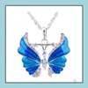 Pendant Necklaces Charm Sier Rhinestone Crystal Butterfly Chain Necklace Drop Delivery Jewelry Pendants Dhvtk