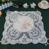 Nappe de Table brodée en dentelle, Poly blanc, crochet, pompon, couture à la main, perle carrée, tapis rond, couverture de chemin, MF048