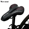 Selles de vélo WEST BIKING Selle de vélo Coussin en silicone Surface en cuir PU Rempli de silice Gel Siège de vélo confortable Antichoc 0131