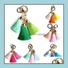 Porte-clés Longes En Gros Femmes Mode Porte-clés Belle Couleur De Mélange Trois Gland Pendentifs Porte-clés Bijoux Téléphone Sac Accessoire Dhevh