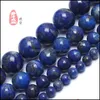 Stone Natural Lapis Lazi Round Losse kralen 15 Strand 4 6 8 10 12mm Pick maat DIY ketting Braceletf00078 1696 Q2 Drop levering Juwelier Dhkyo