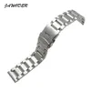 JAWODER Watch band 18 20 22 24mm Men Pure Solid Stainless Steel Brushed Watch Strap Deployment Buckle Bracelets302A