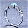 حلقات الكتلة 5 PCS الكثير من الأم هدية FL Blue Fire Opal Gems 925 Sterling Sier for Women Ring