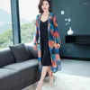 Kvinnor BLOUSES Summer Spring Women Long Chiffon Shirt Elegant Floral Printed Sun-Protection Cardigan