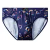 Underpants Sexy Pouch Panties Mens Ice Silk Swimsuit Fashion Print Briefs Cool Low-Rise Underwear Bikini Male Erotic Lingerie Plus Size