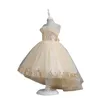 Spetsblommor Girl Bows Children's First Communion Princess Tulle Ball Gown Wedding Party Dress 2-14 Years Little Kids Birthday Christamas klänningar 403