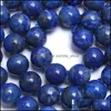 Stone Natural Lapis Lazi Round Losse kralen 15 Strand 4 6 8 10 12mm Pick maat DIY ketting Braceletf00078 1696 Q2 Drop levering Juwelier Dhkyo