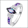 Solitaire Ring Special Marquise Shape Shiny Purple CZ Prong Seting Fashion Cocktail Party Rings for Women Storlek 610 grossistpartier B DHFD7