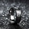 Wedding ringen heren mode 8mm uniek patroon inleg zwart wolfraam koolstofvezel punk tandwiel roestvrij staal voor mannen
