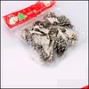 Décorations de Noël 9pc / sac décoration d'arbre pendentif naturel cône de pin teint peinture blanche ornement paa9487 drop livraison maison jardin otxh1