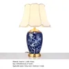 Bordslampor Ourfeng LED -lampa Blue Ceramic Copper Luxury Desk Light Tyg Bedside Decorative For Home Dining Room Bedroom Office