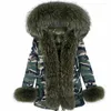 Женские траншеи Coats Maomaokong Natural Real Raccoon Murce Coat Leader Leader Short Parka Long Gamouflage Winter