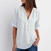 Chemisiers pour femmes Chemises S-5XL Dames Lâche Chemise En Mousseline De Soie Multi Couleurs Col En V Fermeture Éclair À Manches Longues Décontracté Basique Blanc Noir Chemisier Chemise Hauts Grande Taille 230131