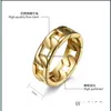 Band Rings Gold Sier Color Stainless Steel 7Mm Punk Vintage Ring For Men Cuban Link Chain Male Boy Finger Accessory Drop Delivery Jew Dhyz6