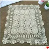 Nappe de Table en coton tricoté fait à la main, Crochet, aiguille, décoration, serviette de canapé, mètres carrés, blanc