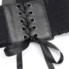 Waist Chain Belts hirigin Women PU Wide Waistbelt Vintage Metal Flower Elastic Stretch Buckle Waistband