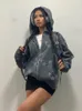 Женские куртки Houzhou Printed Y2K Zip Up Hoodie Женщины и мужчины винтажная звезда с длинным рукавом кардиган Hip Hop Streetwear 230131