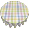 طاولة قطعة قماش خضراء وردية اللون الأزرق الأصفر المنقوش مقاوم للماء مزرعة مزرعة متعددة الألوان فحص الملقات الزخرفية لعطلة البيت