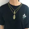 Подвесные ожерелья Karopel Angel Cross Ожерелье для женщин из нержавеющей стали хип -хоп ювелирные украшения христианские мужчины подарок