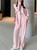 Женские брюки с двумя частями Удачи женский офис белый розовый костюм двойник uit elegant Blazer Женский набор повседневная свободная куртка для работы 230131