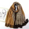 Halsdukar 2023 Autumn Winter Fashion Viscose Scarf Plain Leopard Dot franse Hijab sjalar och Wraps Foulard Echarpe Muslim Sjaal 180 90cm