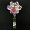 10 PCS/Lot Key Rings Flower Badge Reel intrekbare hond Paw Resin ID Naam kaart Badge Holder gedroogde bloemenbadge clip voor verpleegkundige dokter leraar student