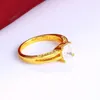 Anneaux de mariage MxGxFam unique Zircon carré pour femmes fille mère amis 24 K couleur or pur bijoux personnels