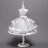 Vestidos de menina vestidos brancos para crianças roupas de renda para crianças vestido infantil banheira tule bolo bolo de princesa festas casamentos de dança de dança