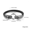 Charm Bracelets Stainless Steel Crocodile Clasp Fashion Mens Leather Braided Rope Bracelet N905