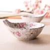 Bowls Japan Style Handpaint Red Plum Blossom Irregular Ceramic Bowl Porcelain Tableware Creative Decorative Cold Dish Gravy