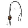 Bow Ties KDG Western Cowboy Zinc Alloy Bolo Tie Wave Bottom Point Natural Stone Men and Women