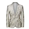 Ternos masculinos Blazers Bordado Bordado Aré de Flores Personalizado Night Show Hoste Roupas de ouro Gold Tamanho Grande jaqueta de vestido de festa