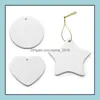 Kerstdecoraties witte sublimatie keramische hanger creatieve ornamenten warmteoverdracht printen Diy ornament hart ronde decor Dro dhzxb