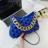 Avondtassen swdf mode geplooid crossbody voor vrouwen ketting decoratie dame schoudertas pu lederen plaid handtassen vrouwelijk kruislichaam