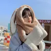 Berets Fashion Scarf Hat Glove 3 Piece Women Cute Big Ear Winter Warm Soft Thickening Pocket Hats Hooded Long Cartoon