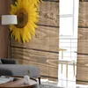 Curtain Sunflowers Wood Boards Sheer For Living Room Voile Window Blinds Bedroom Tulle Drape Kitchen Cortinas Hall Curtains