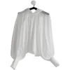 T-shirt femme Style élégant chemisier femmes AllMatch couleur unie printemps col montant dos à lacets tempérament exagéré chemise 230131