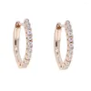 Hoop Earrings 14mm Circle Zircon CZ For Women Gold/Rose Gold/Silver Color Small Round Fashion Jewelry