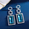 Dangle Earrings EYER Luxury Delicate Blue Cubic Zircon Square Drop Big Yellow CZ Crystal Shiny For Women Unique Geometric Party Jewelry