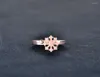 Wedding Rings Fashion Rose Gold Color Snowflake & Cubic Zirconia Set For Women Stainless Steel Ring Jewelry R18007